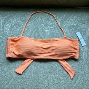 NWT J. Crew Rib Bandeau Top with Back Tie Size Large Warm Clementine